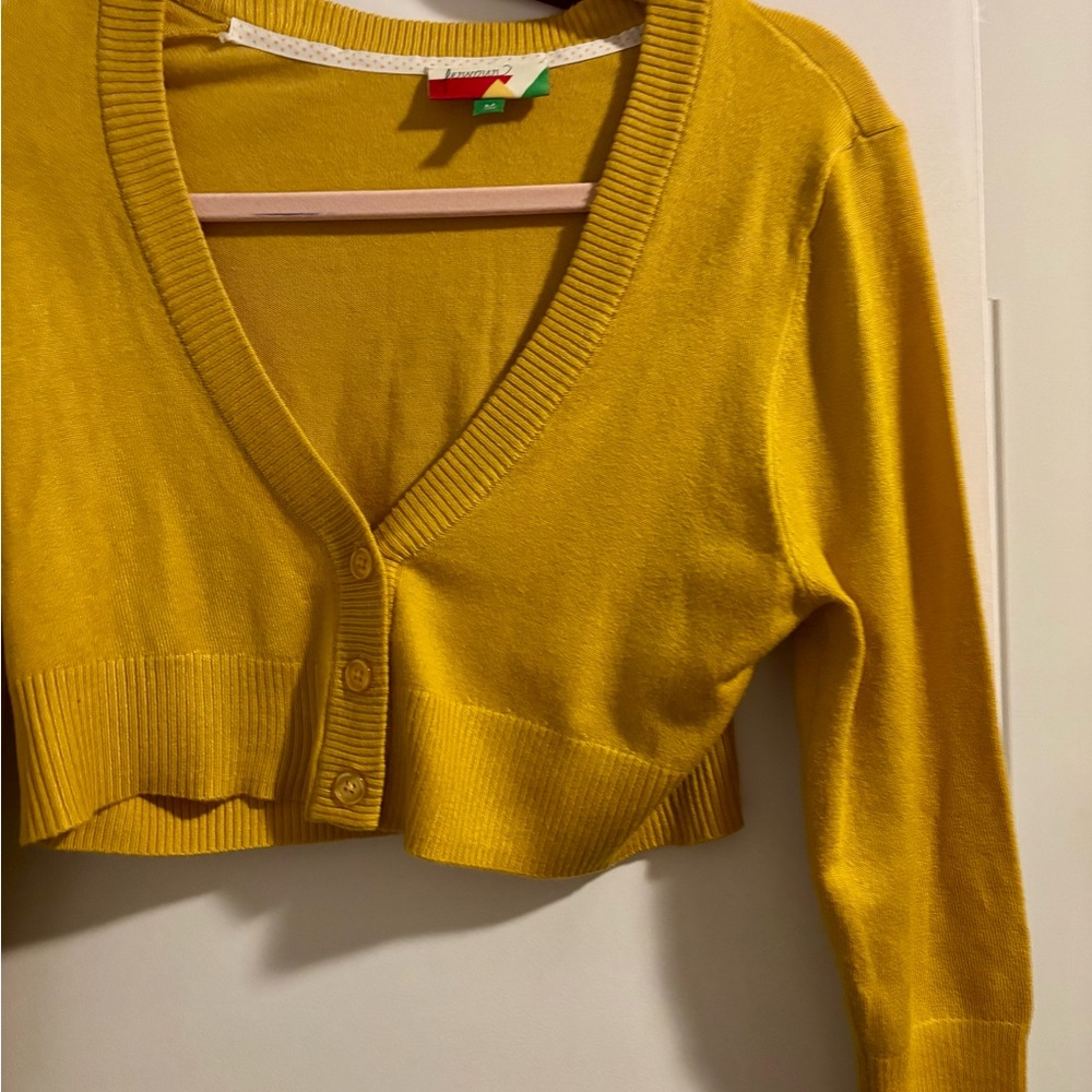 Bright Mustard Cropped V-Neck Cardigan Sweater, ModCloth cardigan